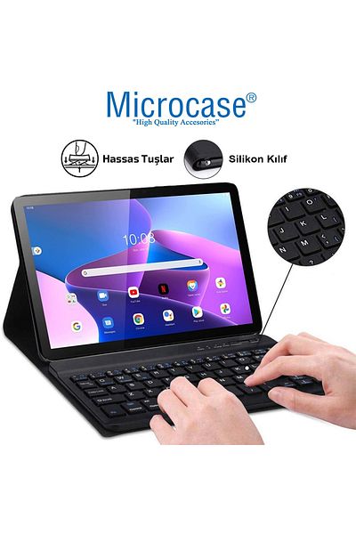 Microcase لينوفو تاب M10 الجيل الثالث Tb328fu - 10.1 بوصة T328 متوافق مع لوحة مفاتيح بلوتوث مع حامل - Bkk1