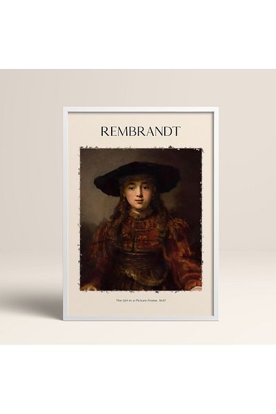 HOMEPACK Λευκό πλαίσιο Rembrandt The Girl In A Picture Frame Ζωγραφική Μοντέρνας Τέχνης