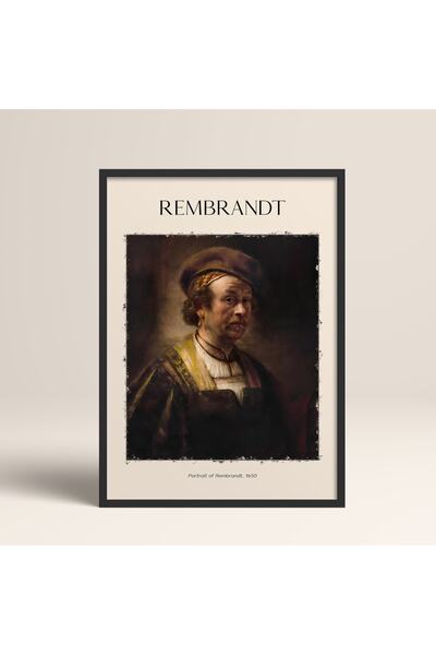HOMEPACK Portret Rembrandt în cadru negru de pictură de artă modernă Rembrandt