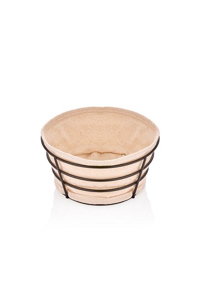 Narin Wire Bread Bowl Round - Black (White Cloth)