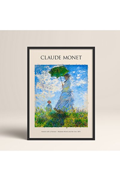 HOMEPACK Claude Monet Plimbare Femeie Cu O Parasol în Cadru Laminat Negru - P...