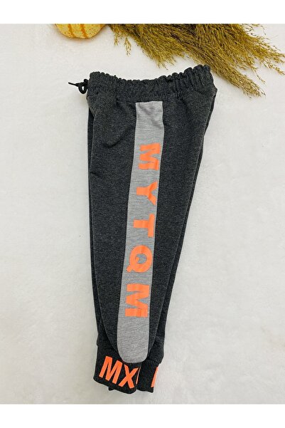 bebekcee Erkek Bebek Gri Eşofman Altı Desenli Çocuk Pantolon 1/2/3/4 Yaş