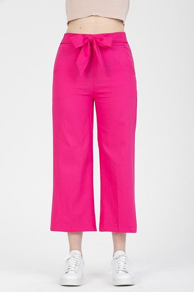 MD trend Pantaloni de damă din Gabardină, cu fermoar lateral, cu talie elastică fucsia