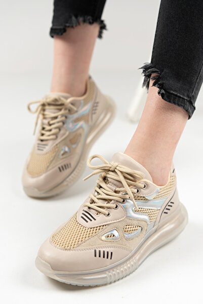 MASSOLE dantelă Bej Talpa Transparenta Holograma detaliată Stil Nou Sezon Pan...