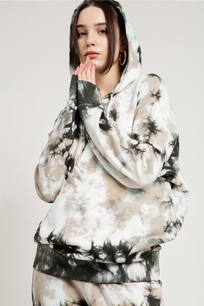 JAHR MARC Batik Yıkamalı Gri Oversize Kapüşonlu Sweatshirt