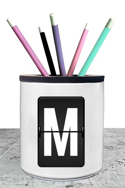 yhfoto Порцеланов държач за моливи с буква M - Axx227