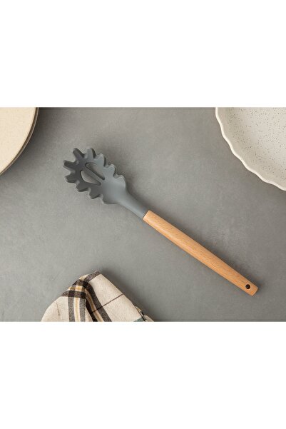 English Home 1 Liana Silikon Spagettı Kaşığı 30 Cm Gri Çatal-Bıçak-Kaşık Seti Çok Renkli 1 Kişilik