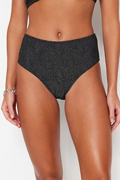 Trendyol Collection Μαύρο ασημί ψηλόμεσο κανονικό πόδι μπικίνι TBESS23BA00241