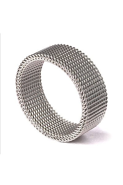 Chavin Men's Stretchy Gray Steel Mesh Ring N48