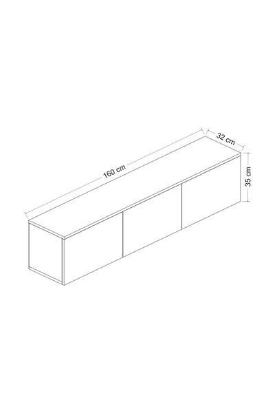 Meltem Çelik - BMdekor Tv Sehpası Norm Duvara Monte Beyaz Safir Meşe Led Işık...