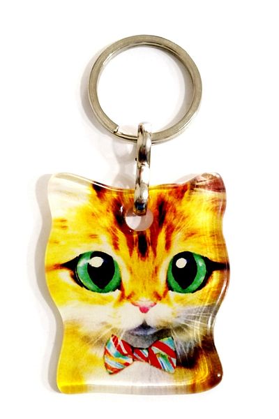 Mixperi Fusion Glass Keychain in a Cat Gift Box with Bow Tie