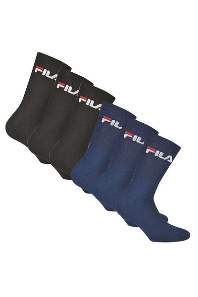 FILA Uniseks Çorap, 6'lı Paket - Mürettebat Çorap, Frottee, Tenis, Spor (2x 3 Paar)