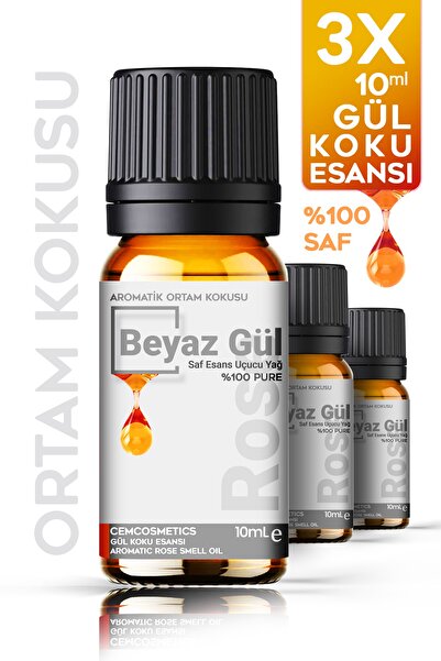 Cem Cosmetics Oda Kokusu Gül %100 Natural Saf Doğal 3'lü Set 3x10 ml Aromatik...