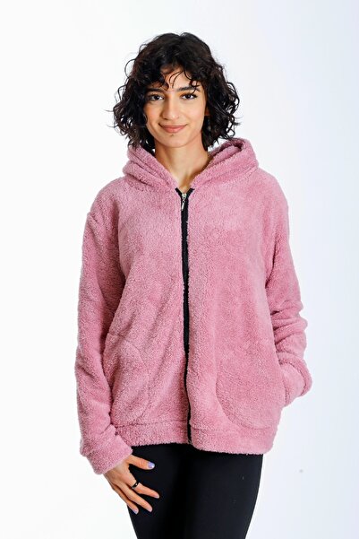 brntekstil سترة ويلسوفت من القطيفة بغطاء للرأس وسحاب من الصوف