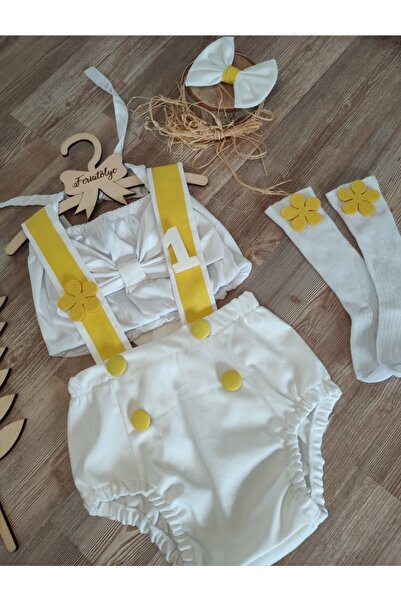 Feriatolye Papatya Konsepti Kız Bebek Pasta Patlatma Kostümü (romper Crop Tok...