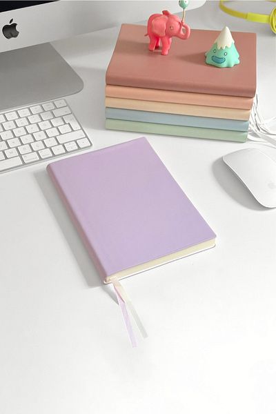 Victoria's Journals Smyth Pastel Undated Thick Leaf Dotted Notebook 15x21 Cm (A5) Purple