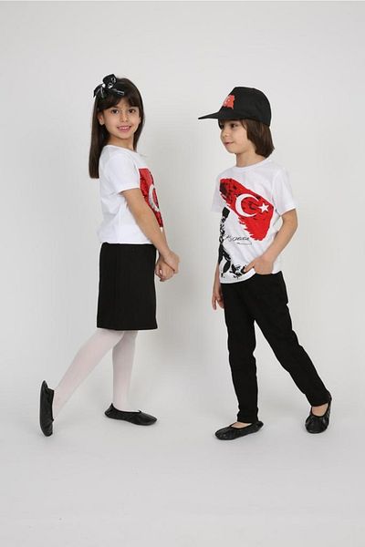 FATELLA Girl's Boy's 23 April 29 October 10 November 19 May Show Outfit Patterned T-shirt Skirt Set