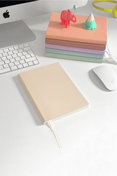 Victoria's Journals Smyth Pastel Non-Dated Thick Leaf Dotted Notebook 15x21 Cm (a5) Beige