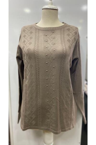 FATELLA Pulover tricotat confortabil, de culoare uni, cu guler rotund, pentru...