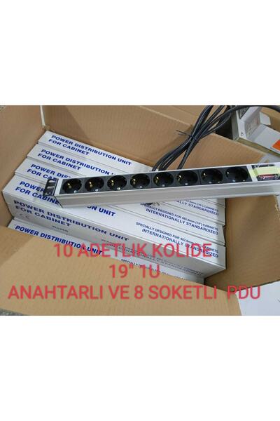 AMP CONNECT 19" 1u 8'li Schuko Anahtarlı Alüminyum Rack Kabin Grup Prizi (10 ...