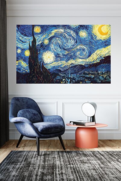Akıllı Kağıt Statik Tutunma Özellikli Van Gogh Yıldızlı Gece Tablosu 70 - 46 Cm