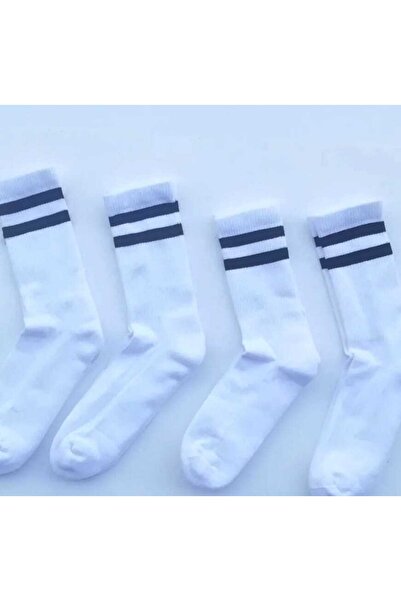 Unisex Havlulu Tenis Yürüyüş Spor Çorabı mevsimlik yaz kış Yumuşaklastikli Siyah Çemberli 3çift