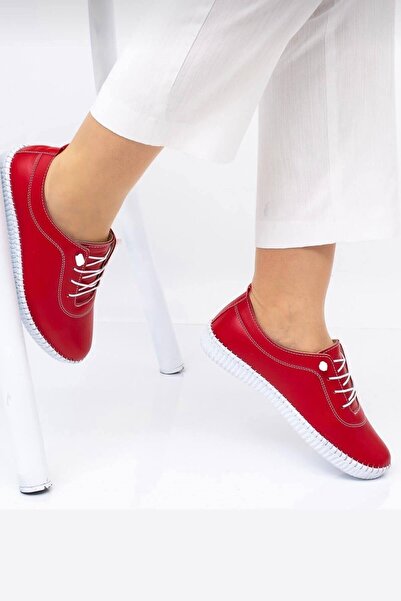 Mia Butik Women's Red Genuine Leather Comfort Shoes