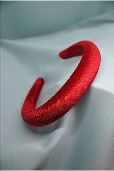 LavinbyNurten Kırmızı Kadife Kumaş Kadın Saç Tacı Aksesuarı