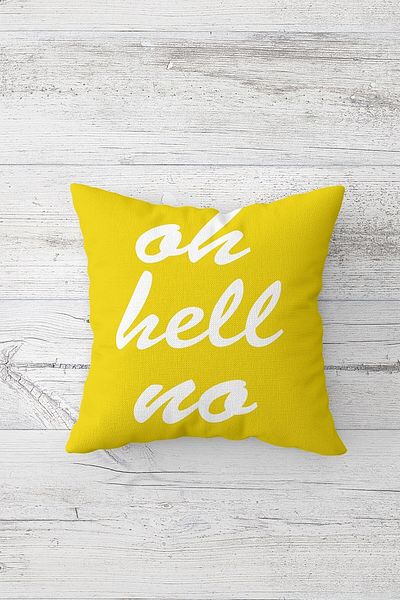 on the clouds Oh Hell No Written Hidden Zippered Throw Pillow Cover Sofa Pillow Cover Set (4pcs)