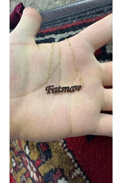 kuyumcutarik 925 Ayar 22 Ayar Altın Rose Kaplama Lazer Kesim Isimli Kolye 50 Cm Zincirli Kalpli