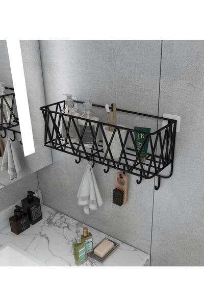 TOPRAK E-TİCARET Banyo Ve Mutfak Sepet Raf Yapışkanlı Hazır Kurulu Çok Amaçlı...