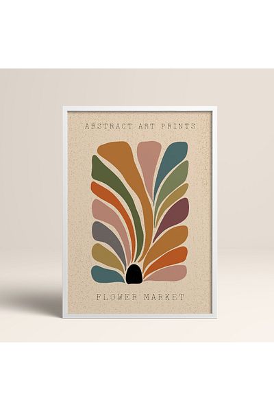 HOMEPACK Modele colorate abstracte cu cadru laminat alb pictură de artă modernă cu flori