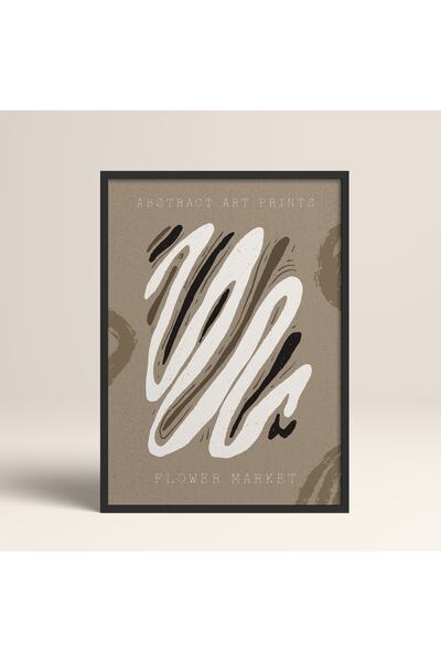 HOMEPACK Siyah Lamine Çerçeveli Soyut Renkli Desenler Flower Modern Art Tablo