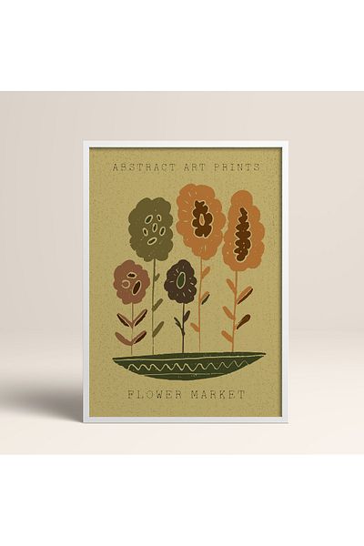 HOMEPACK Modele colorate abstracte cu cadru laminat alb pictură de artă modernă cu flori