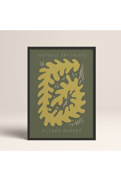 HOMEPACK Crna laminirana uokvirena apstraktna slika sa šarenim uzorcima i cve...