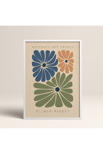 HOMEPACK Modele colorate abstracte cu cadru laminat alb pictură de artă modernă cu flori