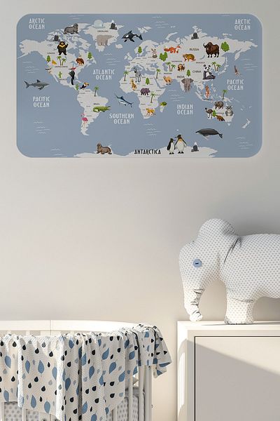 Decoraw Educational World Map - Kids and Baby Room Wall Sticker