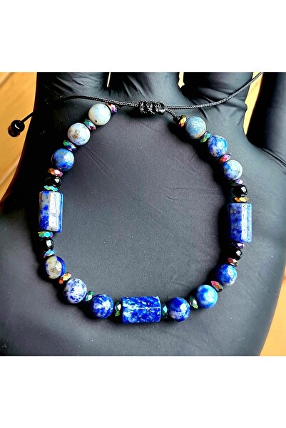 Singincraft سوار من الحجر الطبيعي من اللازورد الملكي (منتجات تصميم مصنوعة يدو...