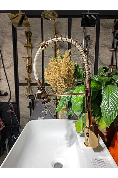 İSAOĞLU YAPI Bronze Kitchen Faucet Spiral Sink Tap Premium Copper Kitchen Faucet Brass Material
