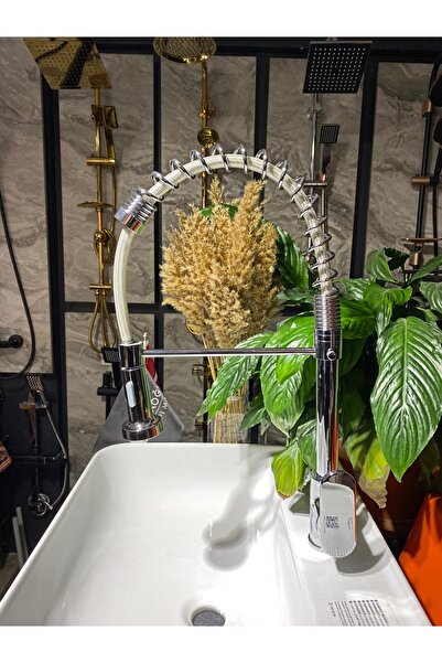 İSAOĞLU YAPI Endüstriyel Mutfak Bataryası Gümüş Spiralli Mutfak Musluğu Su Ta...