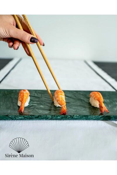 Sirene Maison Curved Green/yeşil Mermer Servis Ve Sunum Tabağı