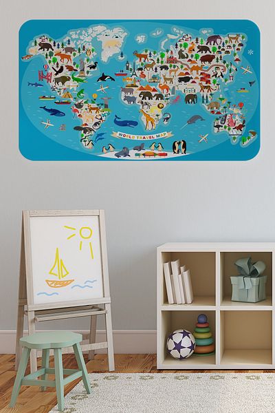 Decoraw Educational World Map World Atlas Children's and Baby's Room Wall Sticker
