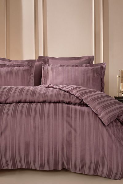 Yataş Shelly King Size Bamboo Satin Duvet Cover Set - Plum