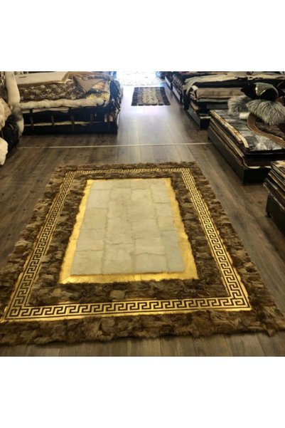 Dericibey Gold Varaklı Kahverengi & Krem Toskana Halı