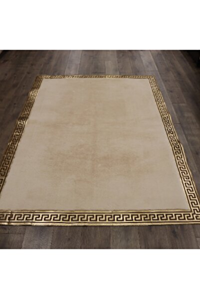 Dericibey Krem Gold Bordürlü Peluş Halı