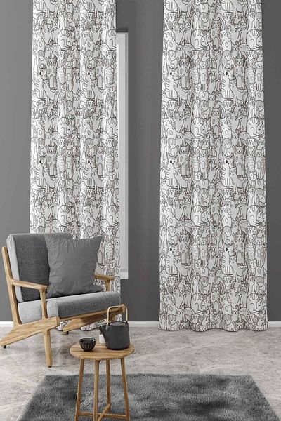 Pilloveland Perdeau de fundal cu o singură aripă 140*280 Cm - Kitty