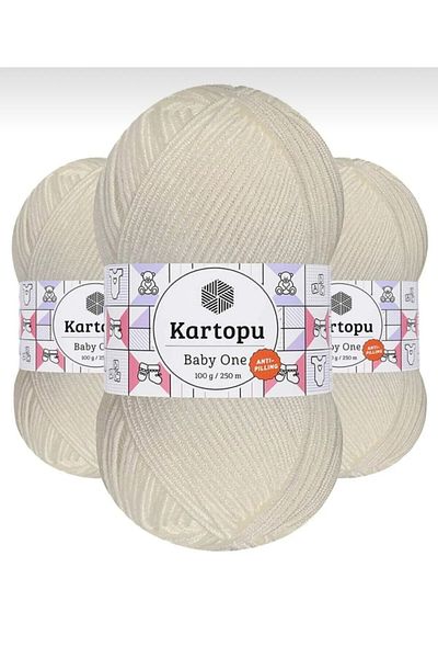 Kartopu 5 τεμάχια Baby One Μαλλί πλεξίματος χωρίς νιφάδες Μαλλί υπόλευκο K019