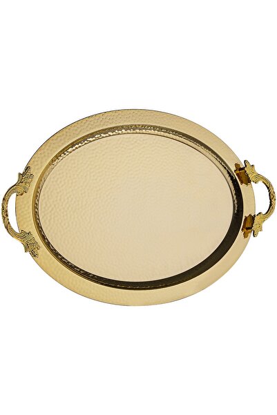 HitDukkan صينية داملا بيضاوية الشكل باللون الذهبي مقاس 50x33 سم