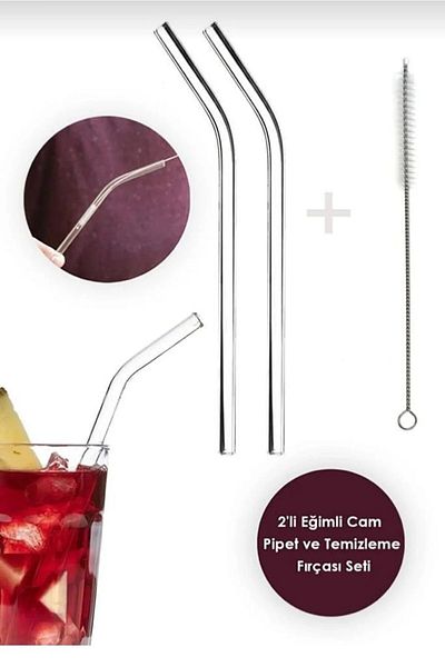Sezen Glass Pipette and Cleaning Brush Set 2Pcs Glass Pipette + 1Pcs Brush (9mm)