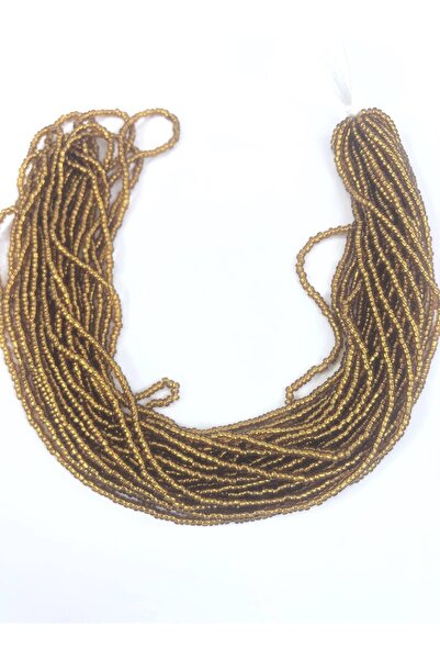 FdayAksesuar تشكيلة من الخرز بلون الخردل، خرز رملي، 1 خيط - خرز